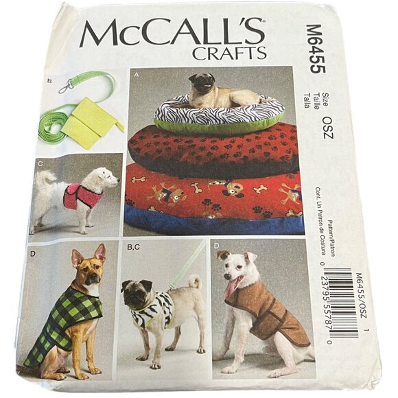 McCalls Crafts M6455 OSZ Dog Bed & Coat Pattern - Picture 1 of 2